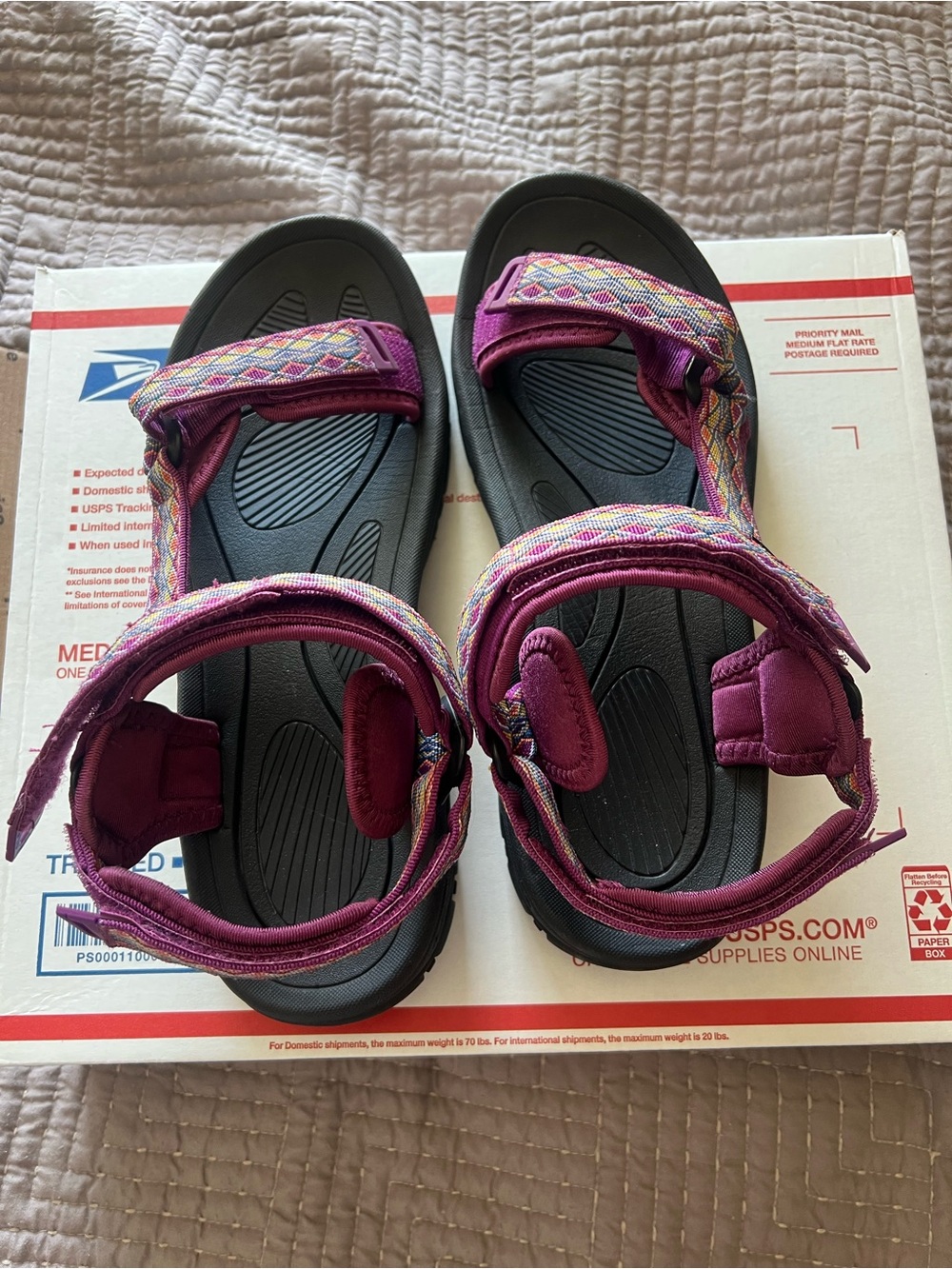 Equick Sport Sandals Purple Open Toe Strap Outdoor Water Sandals Size 10